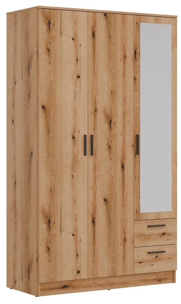 Ντουλάπα Orlando 222, Ελαφριά δρυς, 205x120x52cm, 98 kg, Πόρτες ντουλάπας: Με μεντεσέδες | Epipla1.gr