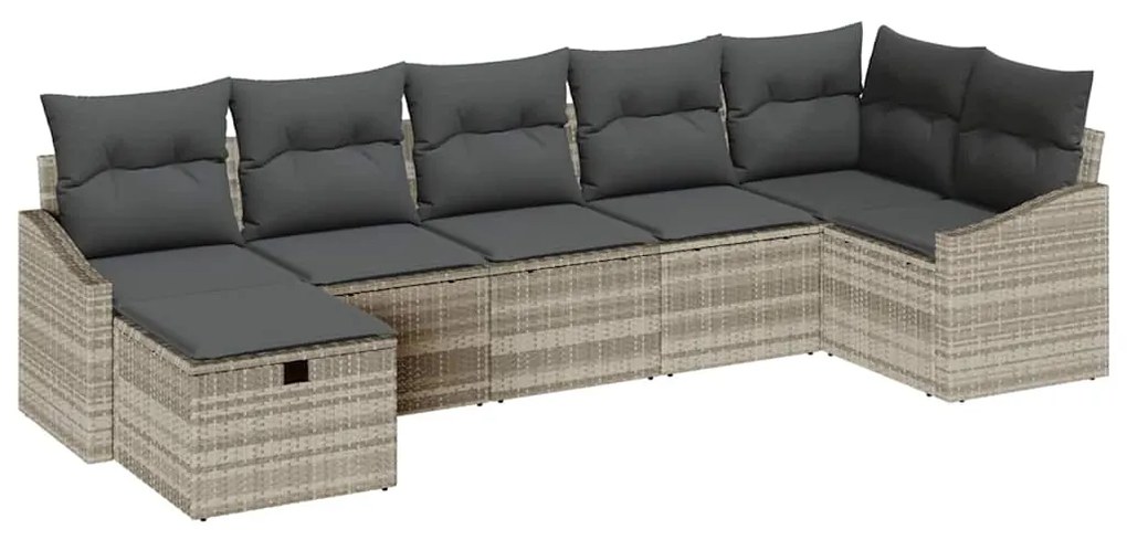 vidaXL Σετ Καναπέ Κήπου 7 pcs Ανοιχτό γκρι 55 x 62 x 69 εκ Πολυ ράταν