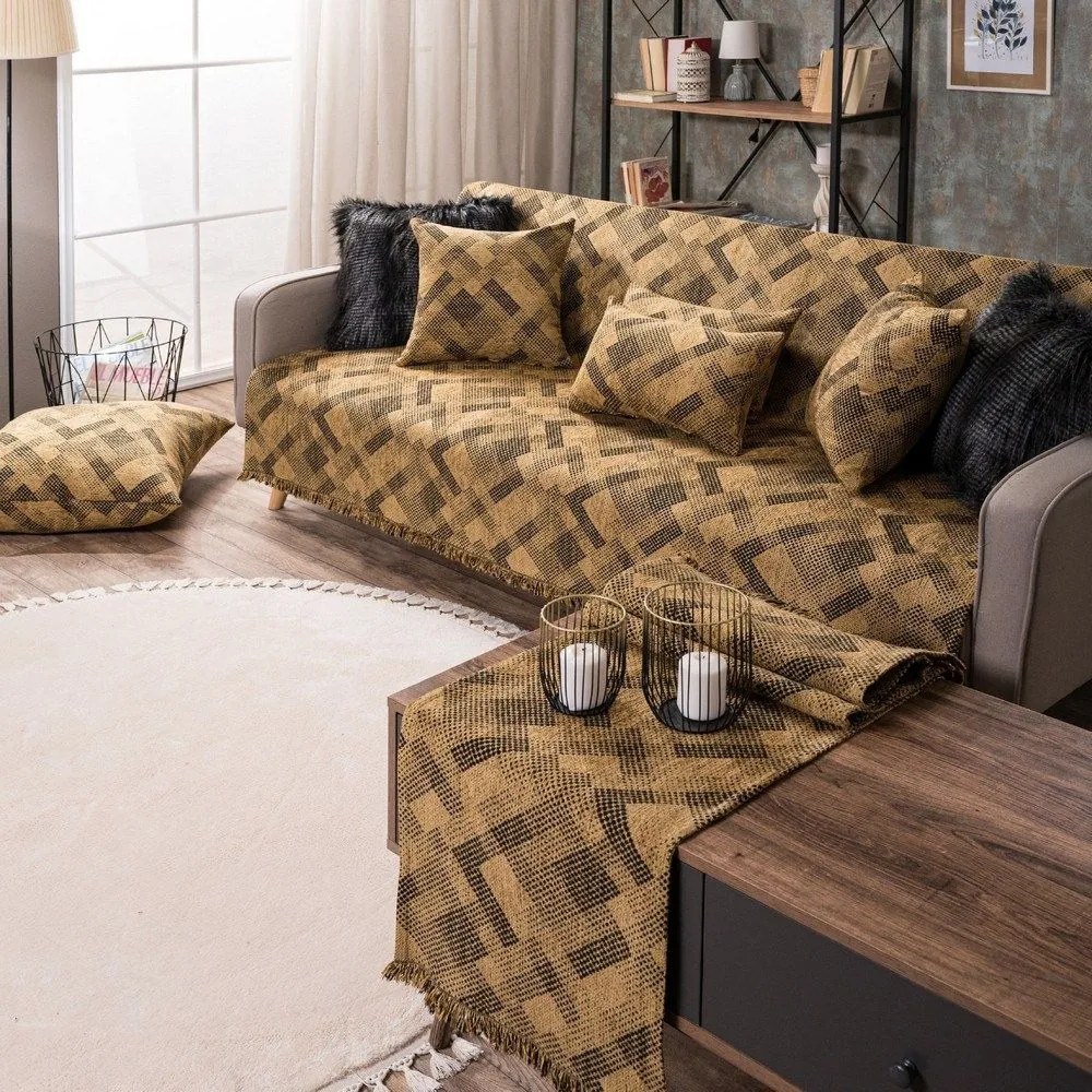 Ριχτάρι Bronx 08 Ocher Teoran Three-Seater 180x300cm Ακρυλικό,Βαμβάκι, Polyester