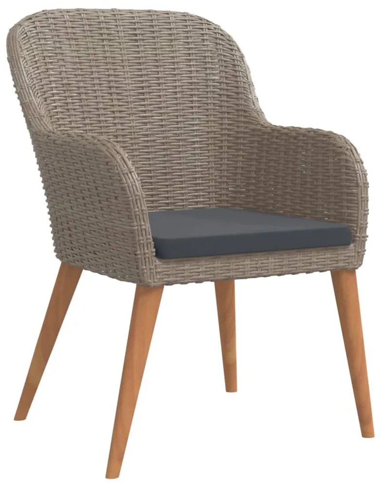 vidaXL Σετ Τραπεζαρίας Κήπου 7 Τεμαχίων Καφέ με Μαξιλάρια