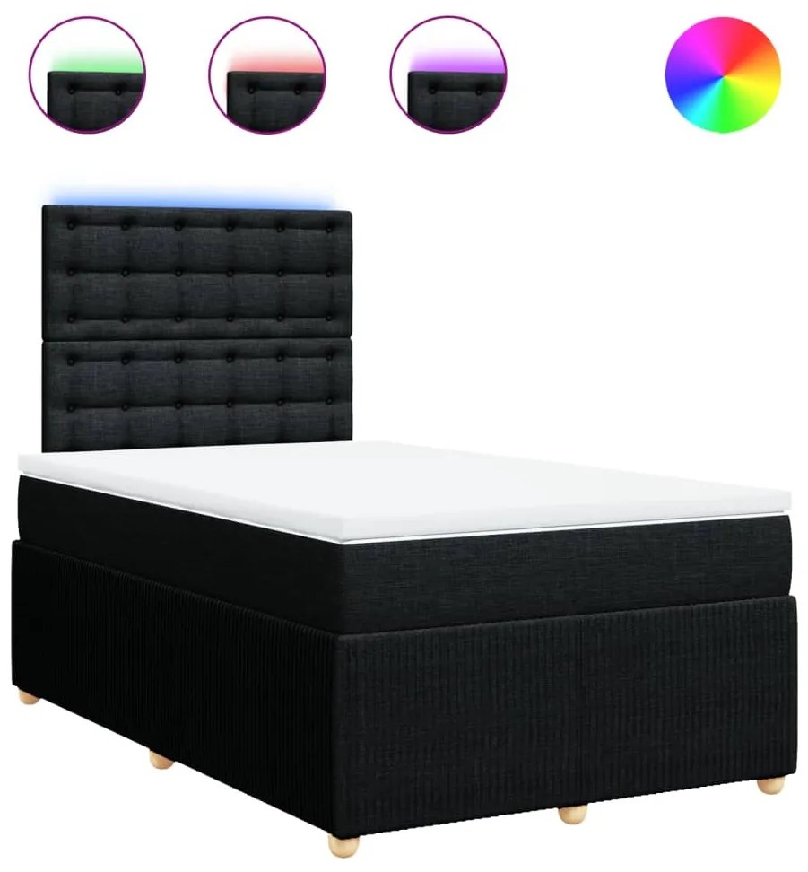 vidaXL Κρεβάτι Boxspring με Στρώμα Μαύρο 120x190 εκ. Υφασμάτινο