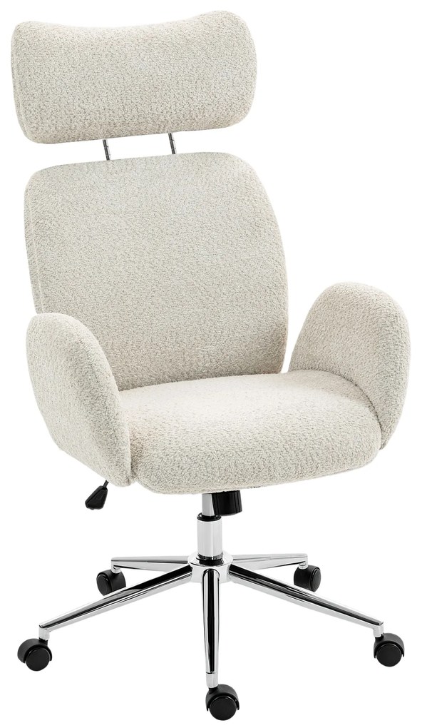 Καρέκλα γραφείου HOMCOM με ρυθμιζόμενο προσκέφαλο, εργονομική καρέκλα γραφείου, λειτουργία ανάκλισης, ρυθμιζόμενο ύψος, Γκρι λευκό