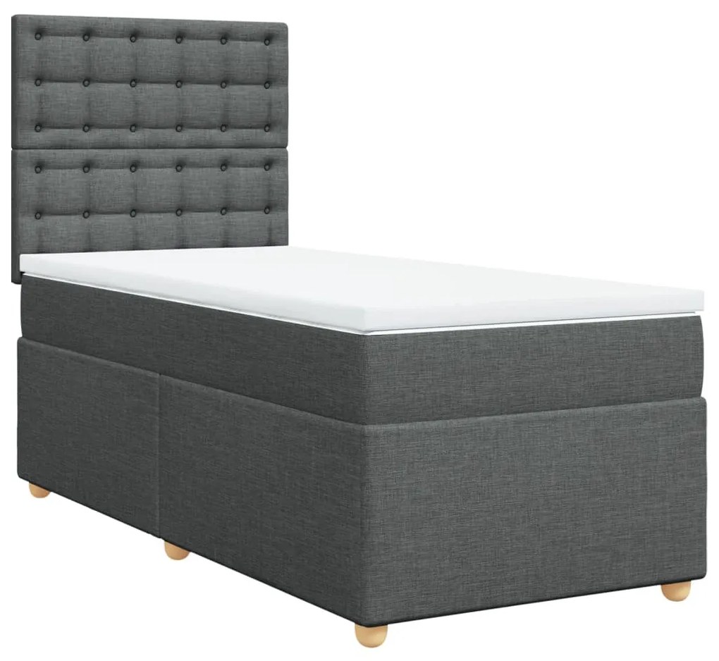 ΚΡΕΒΑΤΙ BOXSPRING ΜΕ ΣΤΡΩΜΑ ΣΚΟΥΡΟ ΓΚΡΙ 100X200 ΕΚ. ΥΦΑΣΜΑΤΙΝΟ 3293506