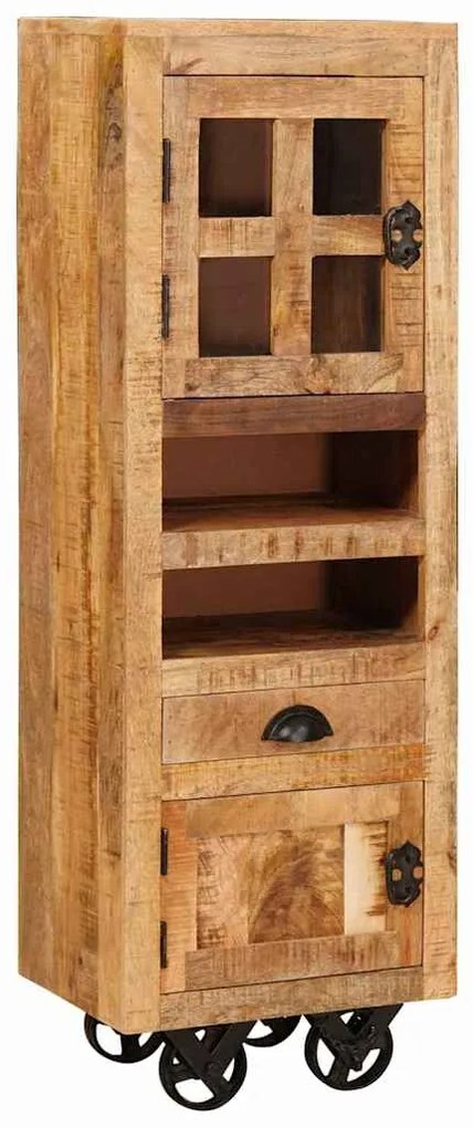 vidaXL Highboard με συρτάρι Καφέ 40 x 30 x 120.5 εκ. Μασίφ ξύλο μάνγκο