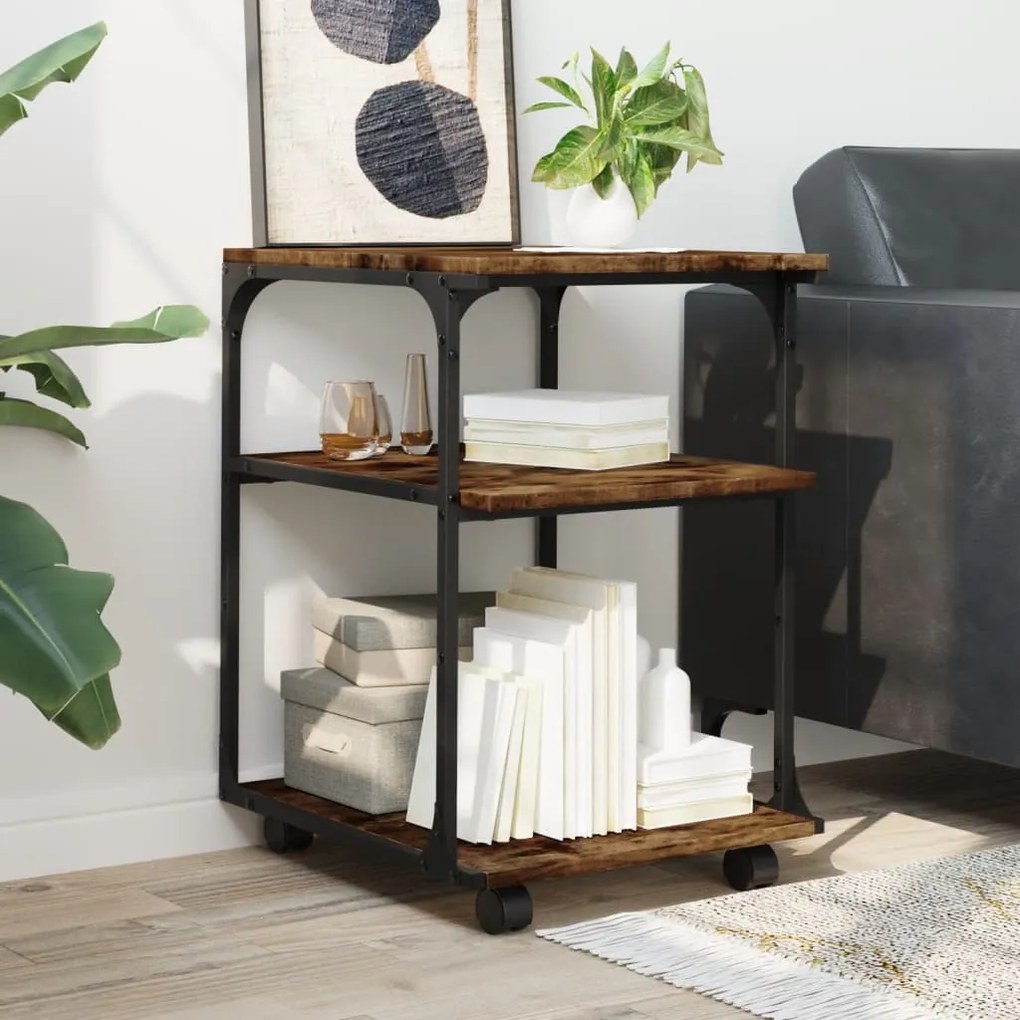 vidaXL Βάση Εκτυπωτή 3 Επιπέδων Καπνιστή Δρυς 43x48x64 εκ Επεξ. Ξύλο