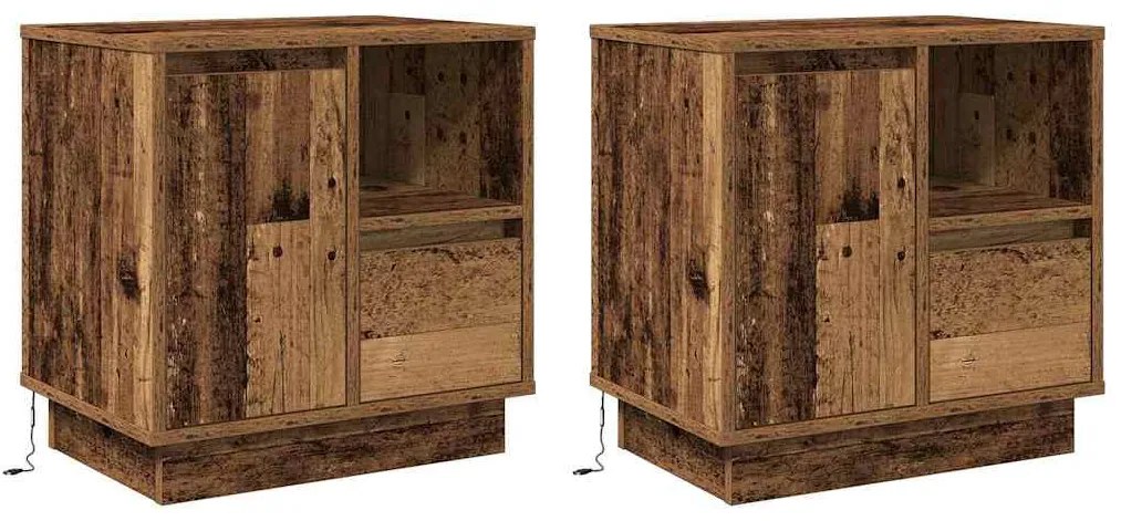 vidaXL Κομοδίνο 2 pcs Παλιό Ξύλο 50 x 34.5 x 50 εκ. Επεξεργασμένο ξύλο