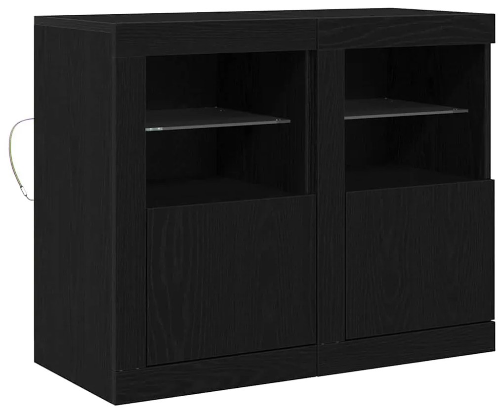 vidaXL Βοηθητικό ντουλάπι 2 pcs Μαύρη δρυς 41 x 37 x 67 εκ