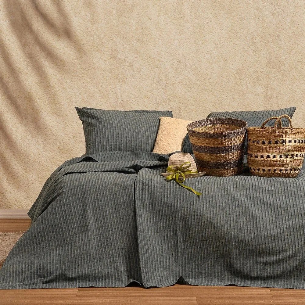 Σεντόνια Blaze Με Λάστιχο (Σετ 3τμχ) Petrol Melinen Μονό 100x232cm 100% Cotton