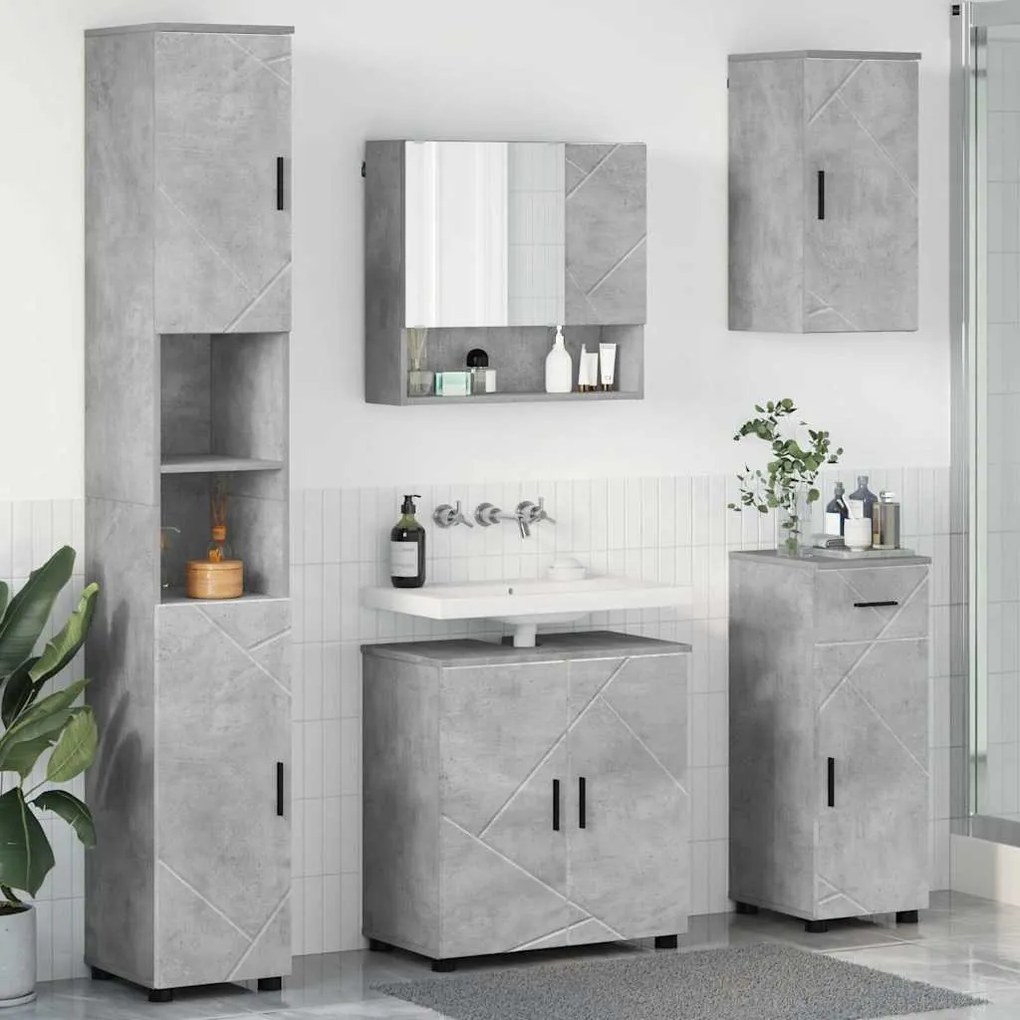 vidaXL Σετ Επίπλων Μπάνιου 5 pcs Γκρι σκυροδέματος 61 x 35 x 64 εκ.