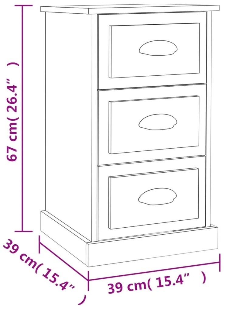 Κομοδίνο Γκρι Σκυροδέματος 39x39x67 εκ. από Επεξεργασμένο Ξύλο - Γκρι