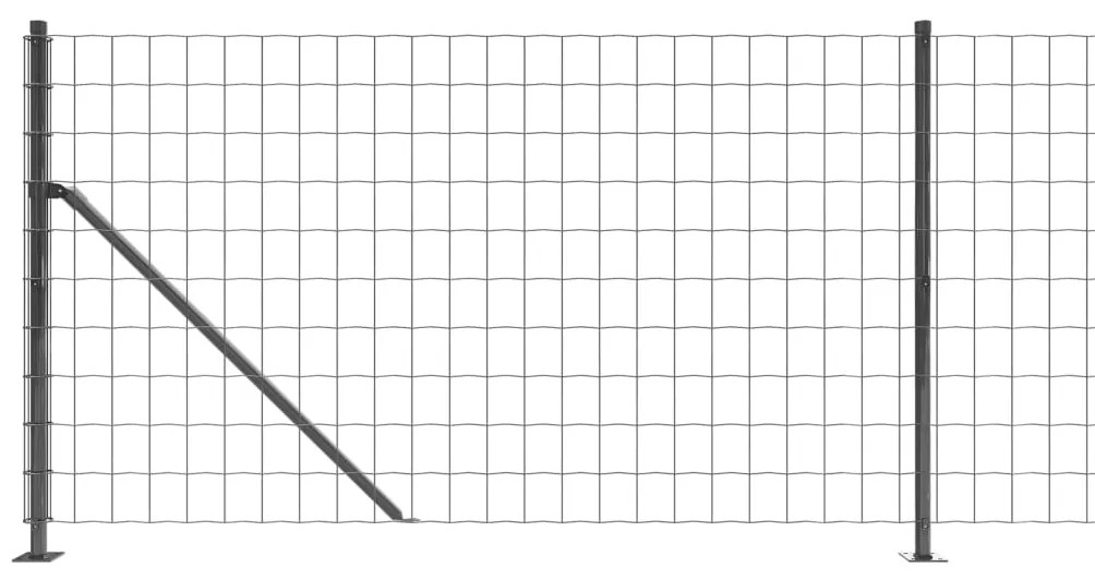 vidaXL Συρματόπλεγμα Περίφραξης Ανθρακί 1 x 10 μ. με Βάσεις Φλάντζα