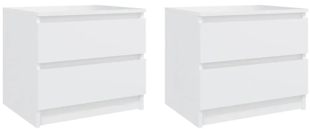 vidaXL Κομοδίνα 2 τεμ. Λευκά 50 x 39 x 43,5 εκ. από Επεξεργασμένο Ξύλο