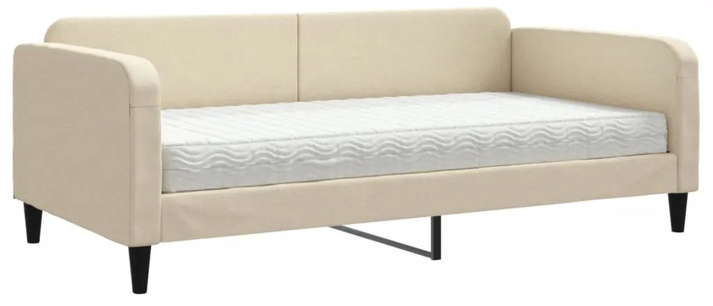 vidaXL Καναπές Κρεβάτι με Στρώμα Κρεμ 100 x 200 εκ. Υφασμάτινο