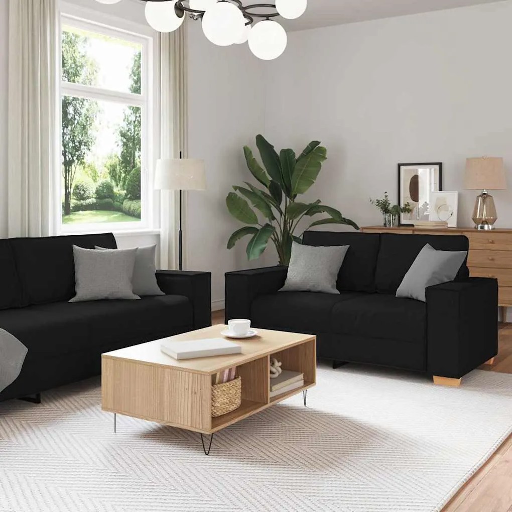 vidaXL Σετ Καναπέ με μαξιλάρι 3 pcs Μαύρο 220 x 78 x 84 εκ. ύφασμα