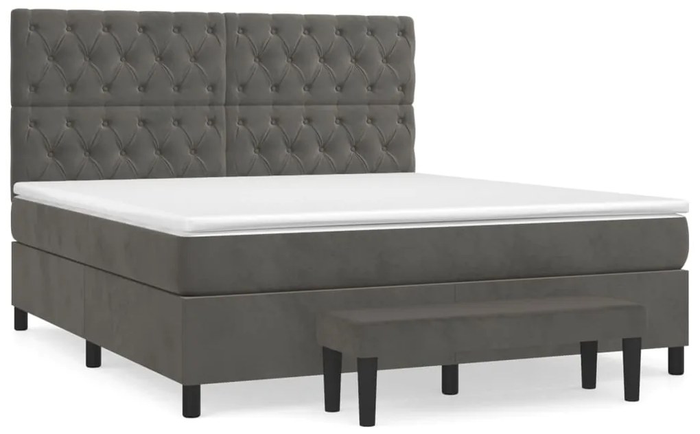 ΚΡΕΒΑΤΙ BOXSPRING ΜΕ ΣΤΡΩΜΑ ΣΚΟΥΡΟ ΓΚΡΙ 160X200 ΕΚ. ΒΕΛΟΥΔΙΝΟ 3138032