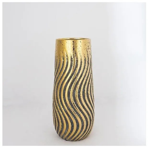 Βάζο Κεραμικό καφέ &amp; Χρυσό 14.5x4.5x35cm 752-20130 Estheti-752-20130-Χρυσό 752-20130