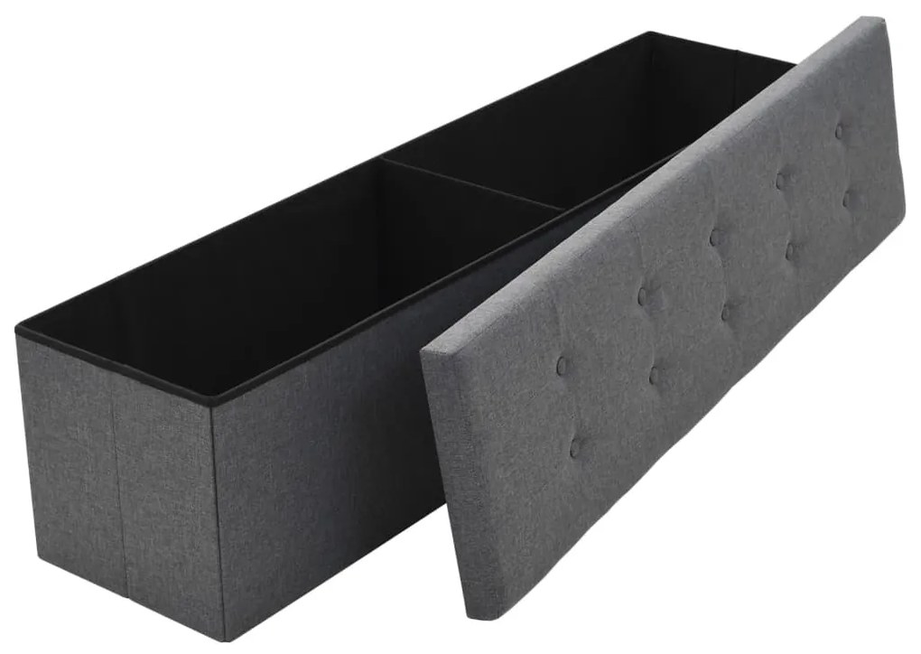 Πάγκος Αποθήκευσης Σκούρο Γκρι 150 x 38 x 38 εκ. Συνθετικό Λινό - Γκρι