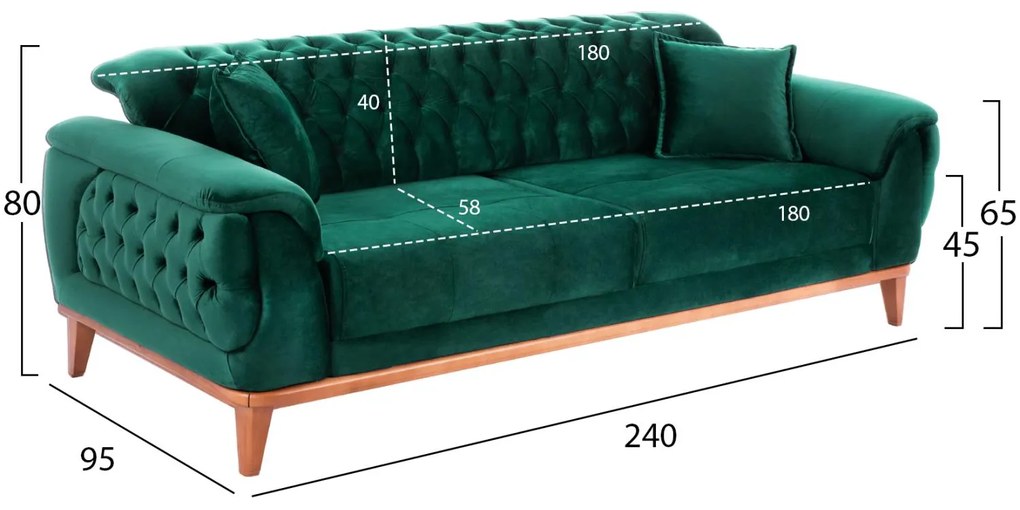 Καναπές - Κρεβάτι Bennington 3θέσιος Κυπαρισσί 240x95x80 εκ. 240x95x80 εκ.