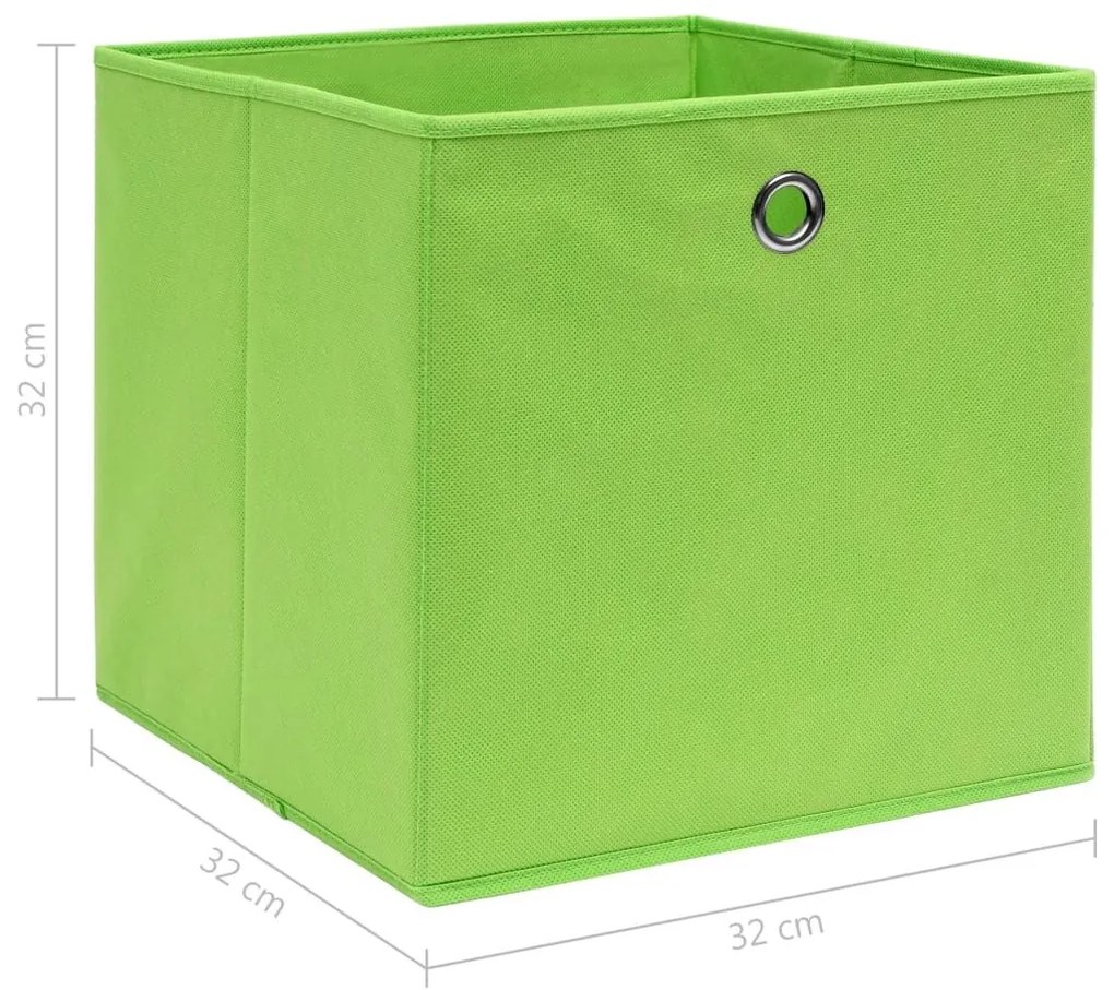 Κουτιά Αποθήκευσης 10 τεμ. Πράσινα 32 x 32 x 32 εκ. Υφασμάτινα - Πράσινο