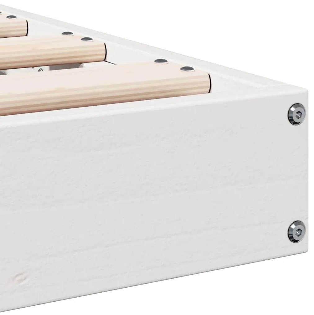vidaXL Κρεβάτι δαπέδου Λευκό 140 x 220 cm Μασίφ ξύλο πεύκου