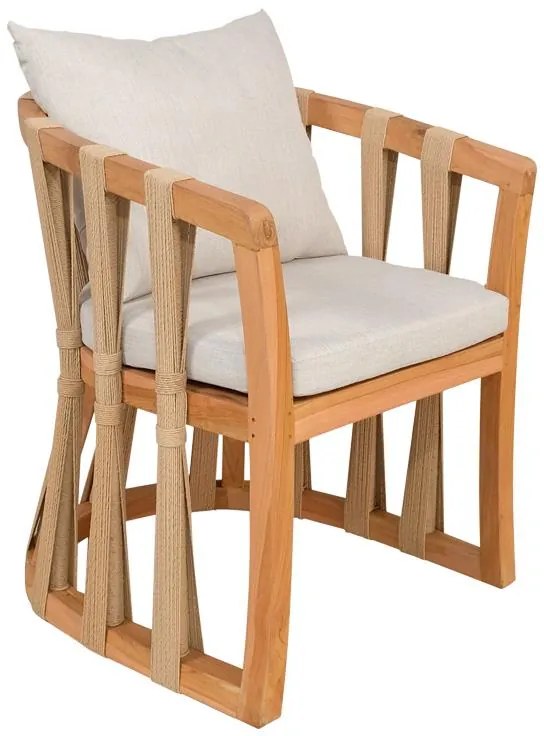 Πολυθρόνα Morani σκελετός teak ξύλο και ύφασμα σε φυσική απόχρωση 61x66x75εκ 61x66x75 εκ.