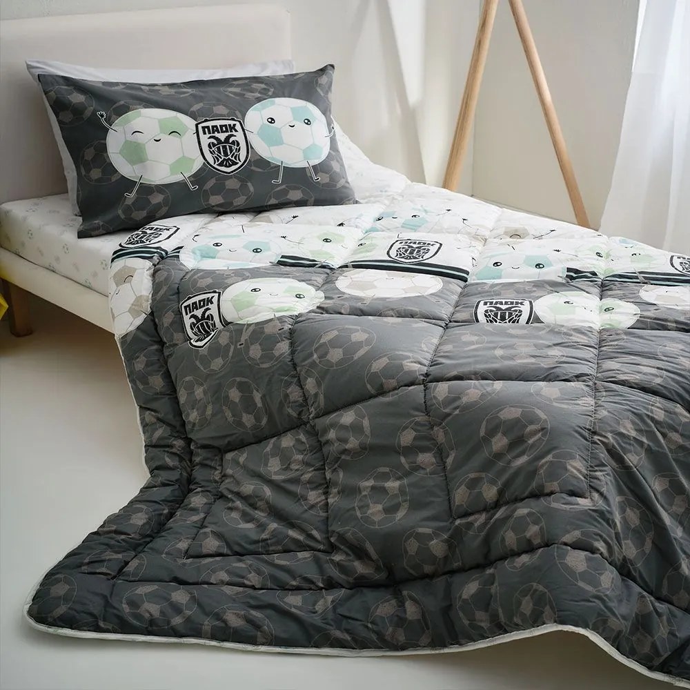 Πάπλωμα Παιδικό PAOK White-Black Vesta Home Single 160x230cm 100% Βαμβάκι