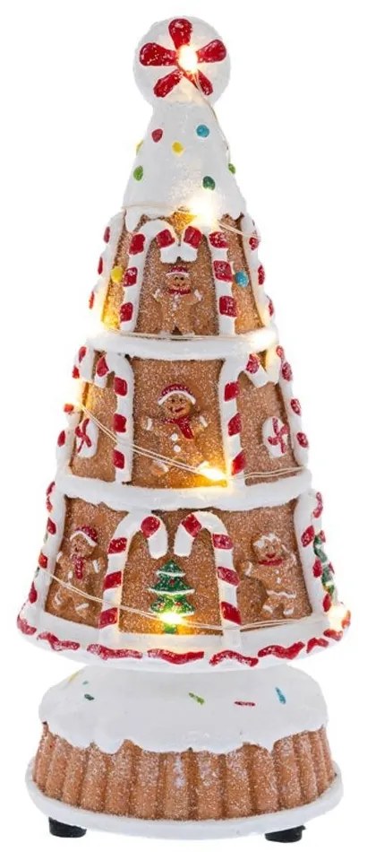 Χριστουγεννιάτικο Διακοσμητικό Δέντρο Gingerbread Φωτιζόμενο 9x9x22cm Με Μπαταρίες Multi