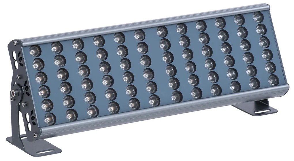 GloboStar FLOOD-TENA 90221 Προβολέας Wall Washer για Φωτισμό Κτιρίων LED 72W 6480lm 10° DC 24V Αδιάβροχο IP65 L46.5 x W7 x H16.5cm Θερμό Λευκό 2700K - Ασημί - 3 Years Warranty - 90221