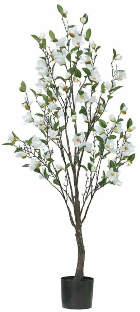 Τεχνητό Δέντρο Σε Γλάστρα Μανόλια 04-00-22052 140cm Green-White Marhome Συνθετικό Υλικό
