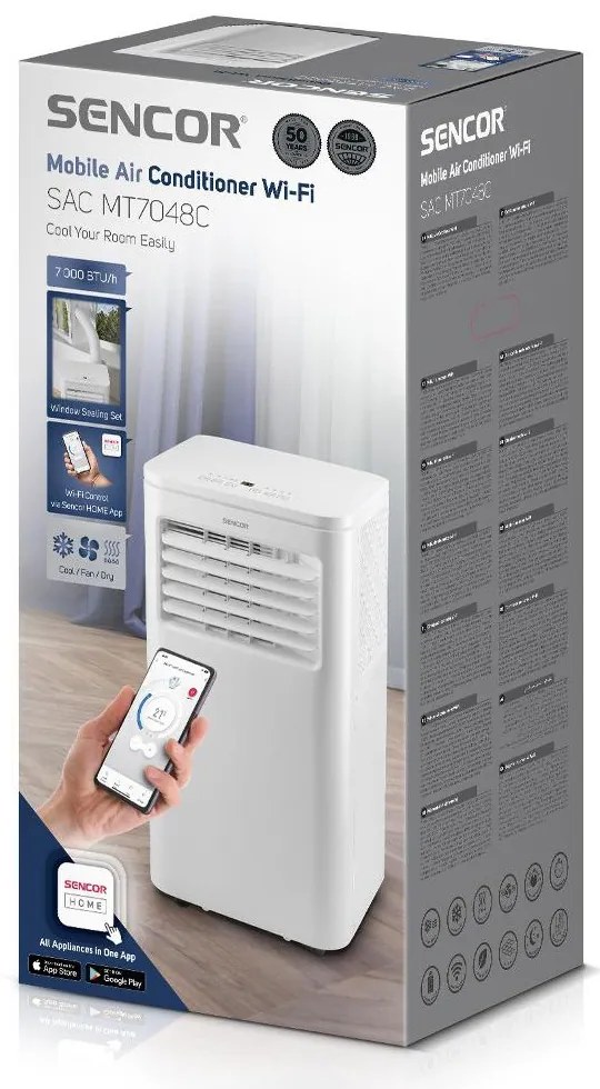 Φορητό Κλιματιστικό Ψύξης Sencor SAC MT7048C 7.000 BTU/h 26 m² 64dBA Λευκό