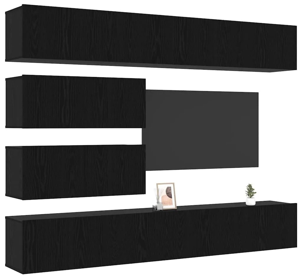vidaXL Σετ επίπλου τηλεόρασης 10 pcs Μαύρη δρυς 100 x 30 x 30 cm