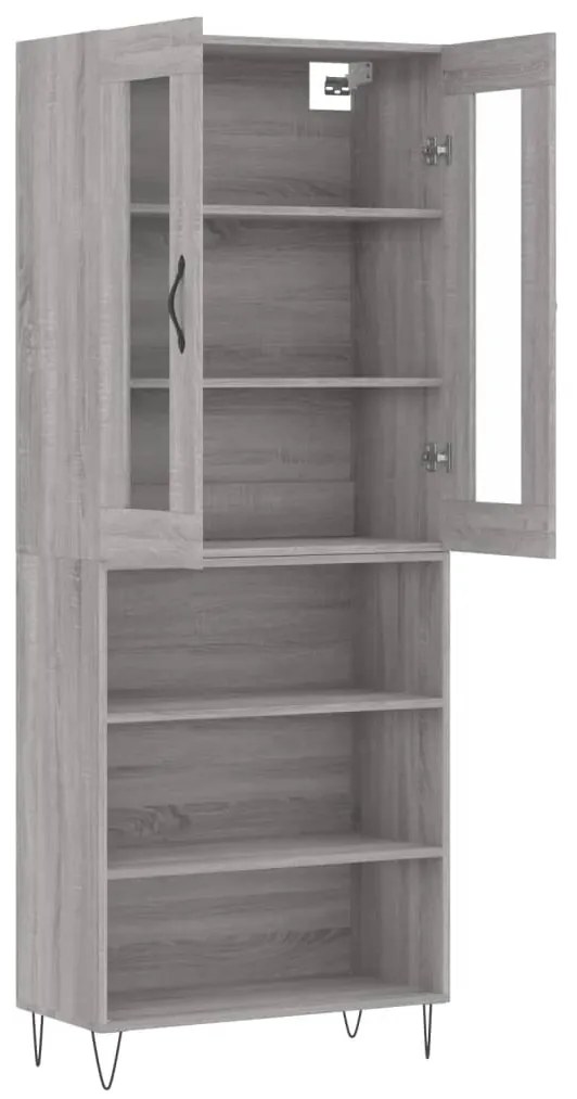 vidaXL Ντουλάπι Γκρι Sonoma 69,5 x 34 x 180 εκ. Επεξεργασμένο Ξύλο