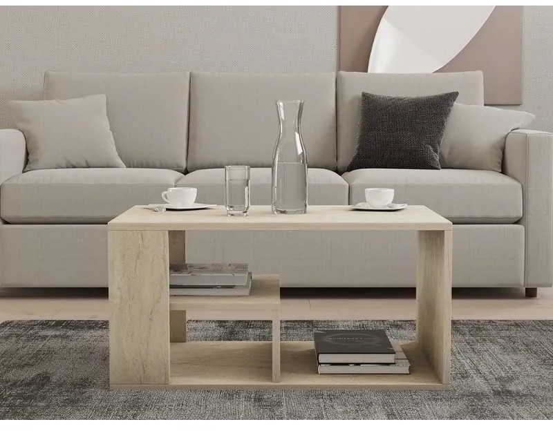 Τραπεζάκι σαλονιού Rodom Megapap χρώμα travertine 80x50x40εκ.