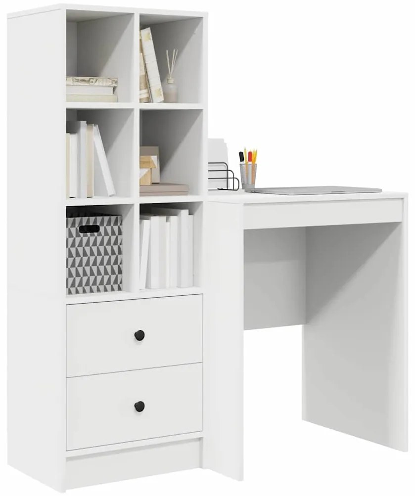 vidaXL Γραφείο με αποθηκευτικό χώρο 2 pcs Λευκό 100 x 40 x 76 εκ.