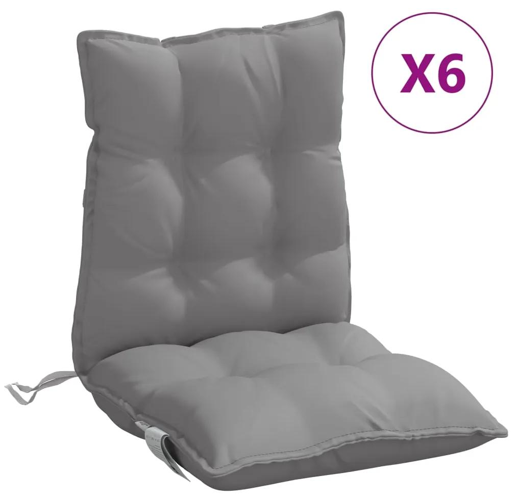 vidaXL Μαξιλάρια Καρέκλας Χαμηλή Πλάτη 6 τεμ. Γκρι Ύφασμα Oxford