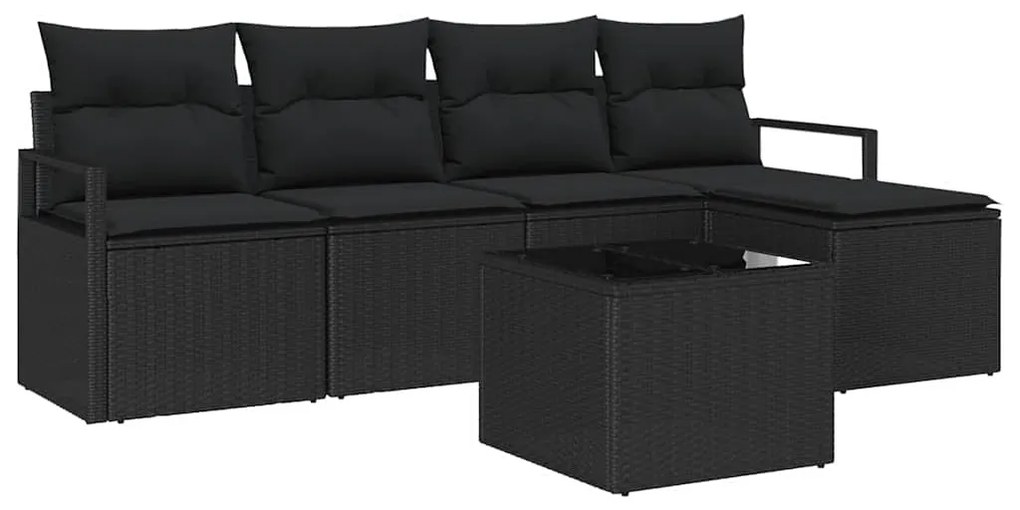vidaXL Σετ Καναπέ Κήπου 6 pcs Μαύρο Πολυ rattan, βαμμένο ατσάλι