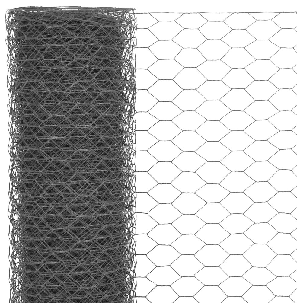 vidaXL Συρματόπλεγμα Κοτετσόσυρμα Γκρι 25x1,5 μ. Ατσάλι Επικάλυψη PVC