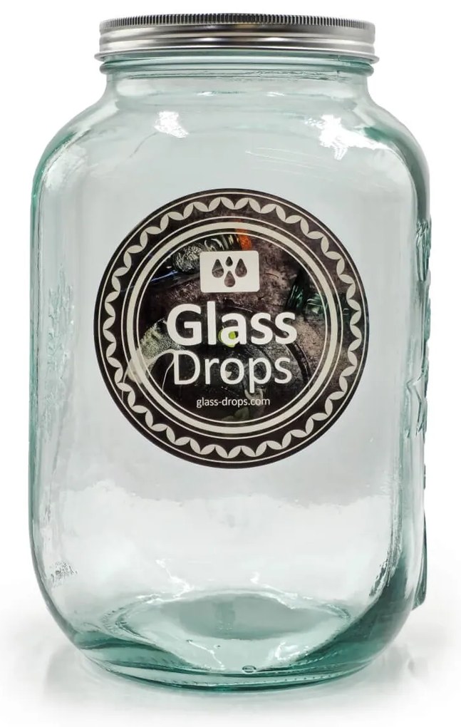 Δοχείο με καπάκι Glass Drops Authentic Est.1896 (5968)  Aπό 100% ανακυκλωμένο γυαλί, Xωρητικότητας 4L, Διαστάσεων Ø 18 x Υ 25 cm