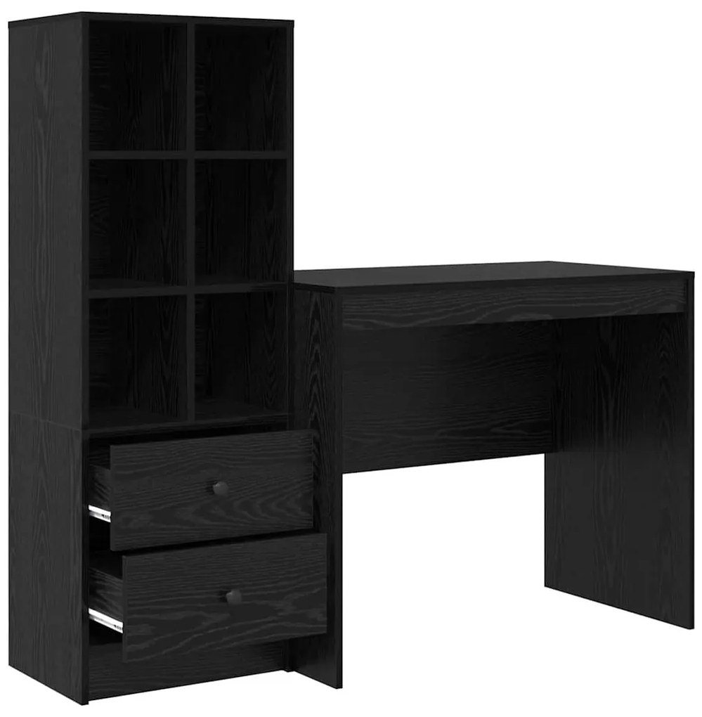 vidaXL Γραφείο με αποθηκευτικό χώρο 2 pcs Μαύρη δρυς 90 x 50 x 76 εκ.