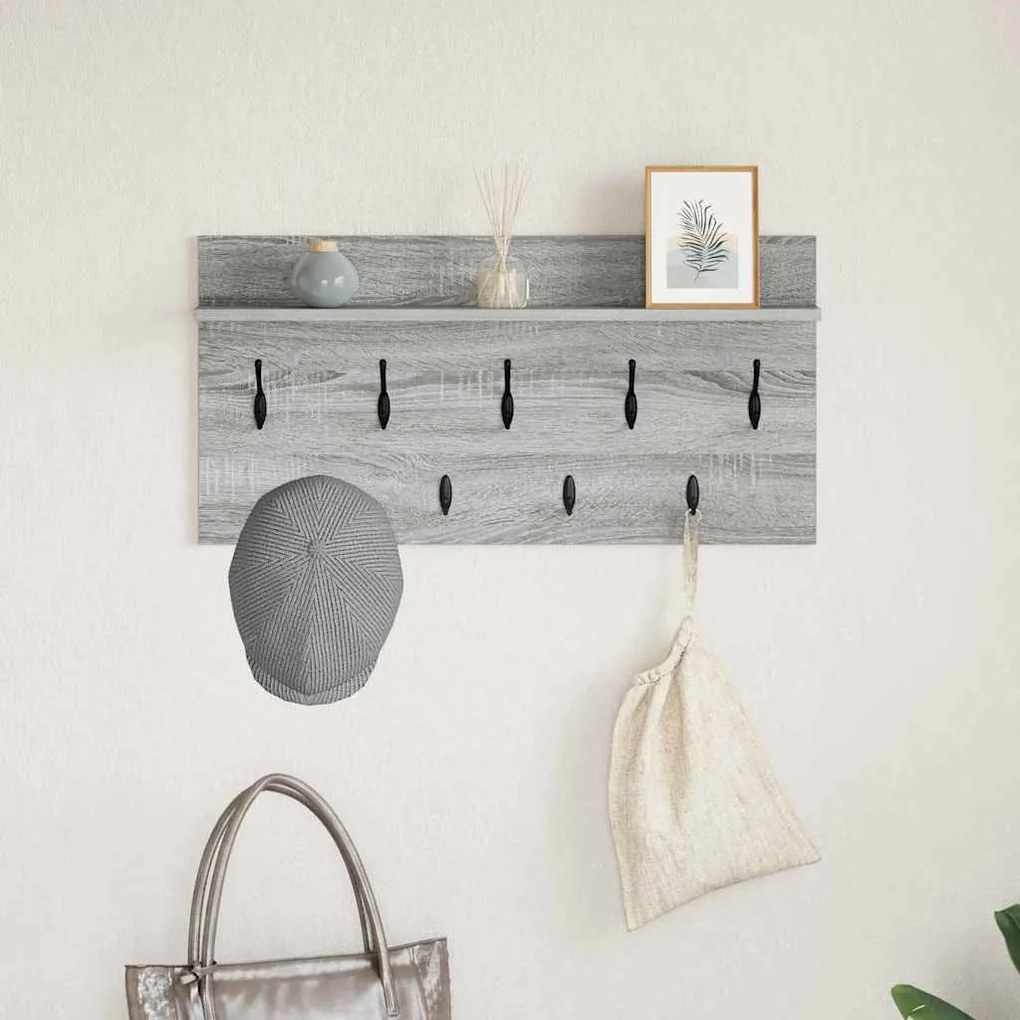 vidaXL Τοίχου Κρεμάστρα Γκρι sonoma 80 x 40 x 12 cm Επεξεργασμένο ξύλο