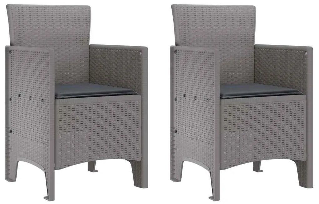 vidaXL Καρέκλα Κήπου 2 pcs Ανοιχτό γκρι 53 x 49 x 85 εκ. PP