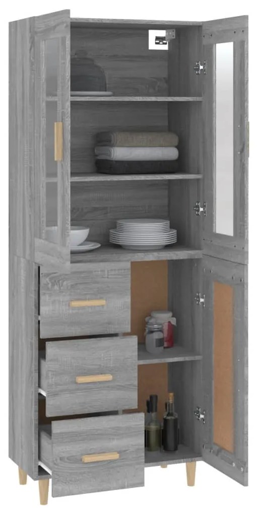 vidaXL Ντουλάπι Γκρι Sonoma 69,5 x 34 x 180 εκ. Επεξεργασμένο Ξύλο