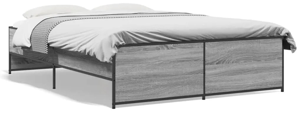 vidaXL Πλαίσιο Κρεβατιού Γκρι Sonoma 120x200 εκ. Επεξ. Ξύλο &amp; Μέταλλο