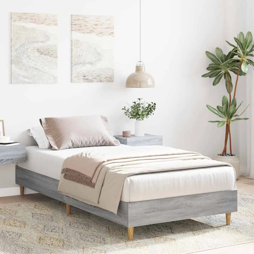 vidaXL Πλαίσιο κρεβατιού χωρίς στρώμα Grey Sonoma 75x190 cm