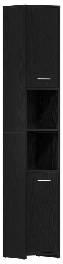 vidaXL Έπιπλα Μπάνιου Επιτοίχιο 3 pcs Μαύρη Οξυά 30 x 30 x 183.5 εκ.