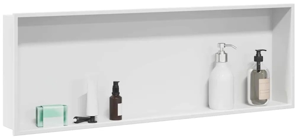 vidaXL Νίτσα Μπάνιου Λευκό 90 x 30 x 9.5 εκ. Ανοξείδωτο ατσάλι