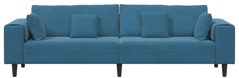 vidaXL Καναπές με μαξιλάρι Μπλε 250 x 77 x 76 εκ. Βελούδο