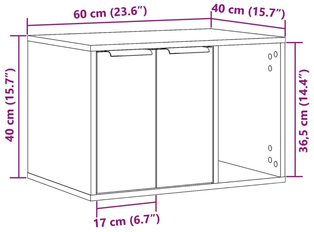 Τουαλέτα Γάτας Περίφραξη Μαύρο 60x40x40 εκ. Επεξεργασμ. Ξύλο - Μαύρο