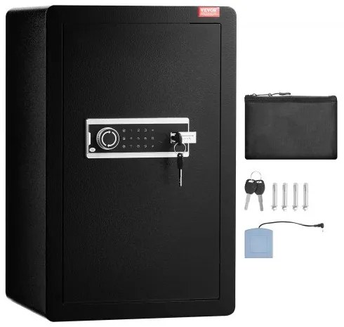 VEVOR Single Door 4.0 cu.ft Safe Box with Key Lock &amp; Password LED Light Black