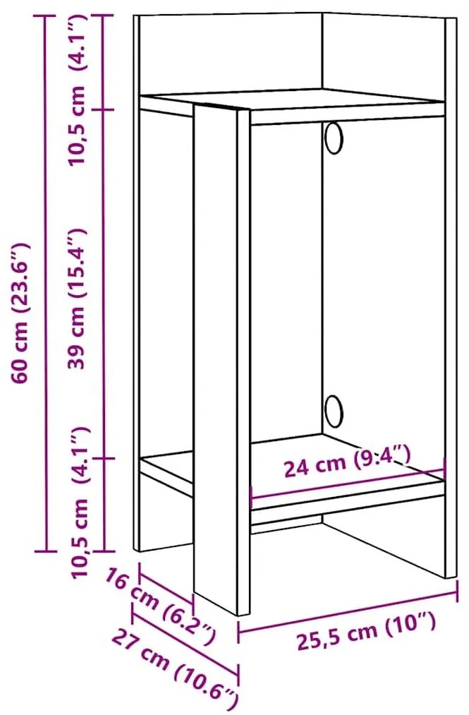 Πλαϊνά Τραπεζάκια 2 τμχ με ράφι Λευκό 25,5x27x60 cm - Λευκό